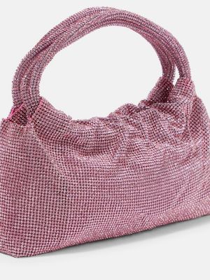 Usnjena nakupovalna torba s kristali Simkhai roza