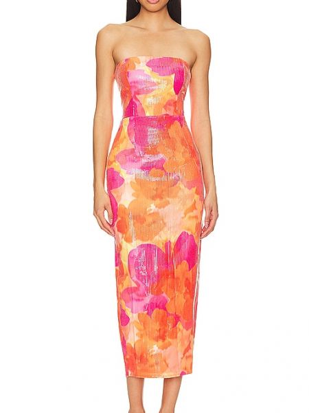 Vestido largo de flores Runaway The Label naranja