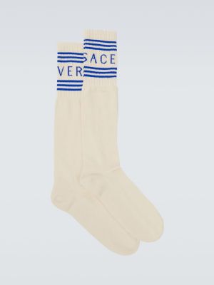 Памучни чорапи Versace бяло