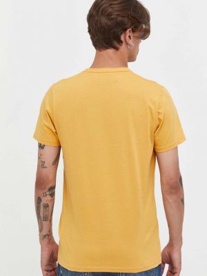 Bavlněné tričko s aplikacemi Hollister Co. žluté
