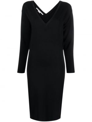 Pletena midi obleka z v-izrezom Stella Mccartney črna