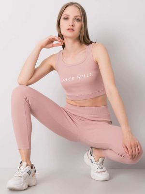Pantaloni sport cu dungi Fashionhunters roz