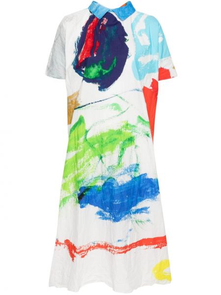 Midi šaty s potlačou s abstraktným vzorom Daniela Gregis biela