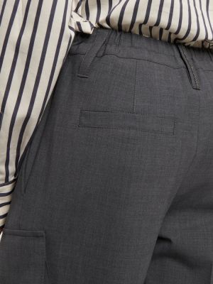 Volnene ravne hlače Brunello Cucinelli siva