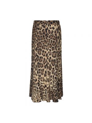 Długa spódnica z nadrukiem zwierzęcym Dolce And Gabbana brązowa