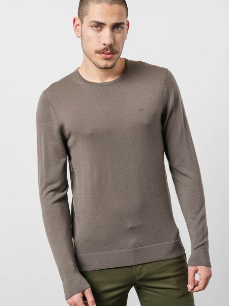 Шерстяной свитер Calvin Klein коричневый