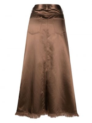 Saténové dlouhá sukně Cynthia Rowley hnědé