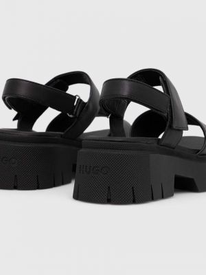 Kožené sandály na platformě Hugo černé