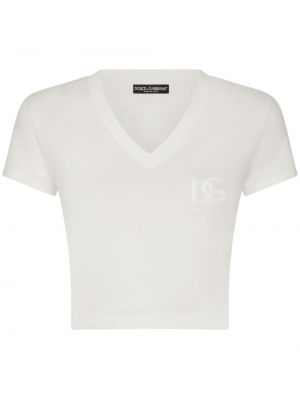Bavlněné tričko s výšivkou Dolce & Gabbana bílé