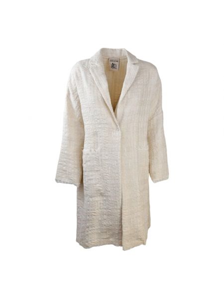 Płaszcz jednorzędowy oversize tweedowy Semicouture biały