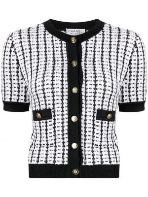 Cardigan avec manches courtes en tweed Chanel Pre-owned noir