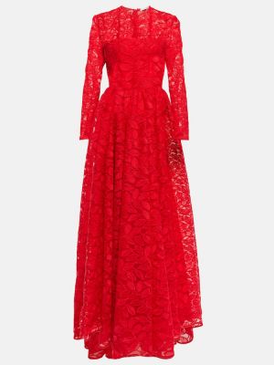 Dolga obleka s čipko Emilia Wickstead rdeča
