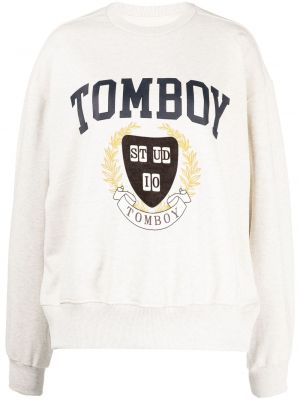 Raštuotas medvilninis džemperis Studio Tomboy pilka