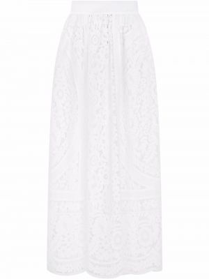 Φλοράλ φούστα με δαντέλα Dolce & Gabbana λευκό