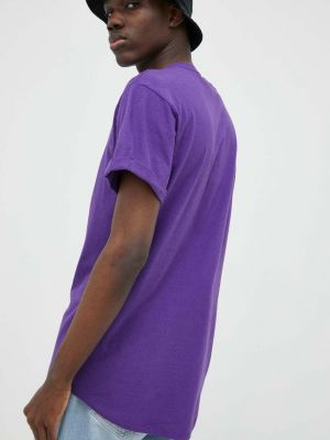 Bavlněné tričko s hvězdami G-star Raw fialové
