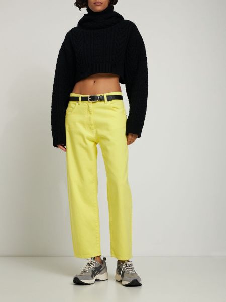 Bavlnené džínsy s rovným strihom Msgm žltá