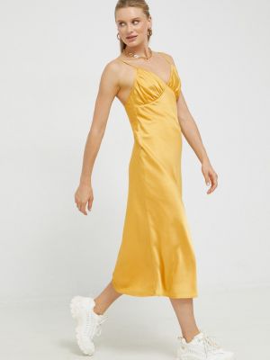 Sukienka midi Abercrombie & Fitch pomarańczowa