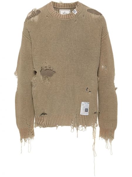 Памучен пуловер с протрити краища Maison Mihara Yasuhiro