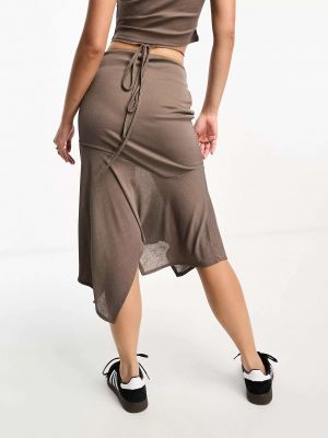 Асимметричная прозрачная юбка миди Reclaimed Vintage коричневая