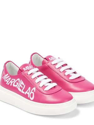 Sneakers i läder för tjejer Mm6 Maison Margiela Kids rosa