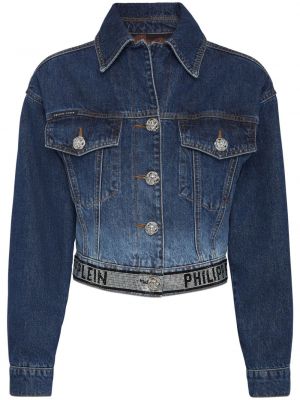 Krištáľová džínsová bunda Philipp Plein modrá