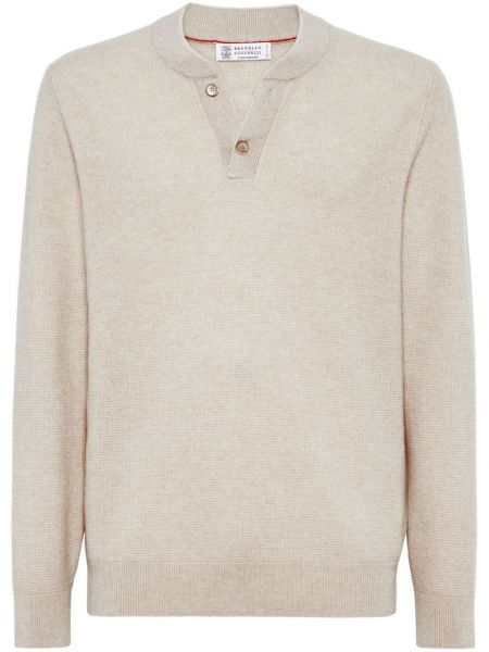 Kaschmir langer pullover mit geknöpfter Brunello Cucinelli beige