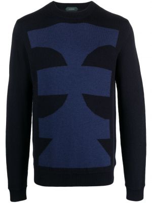Žakardinis megztinis Zanone mėlyna