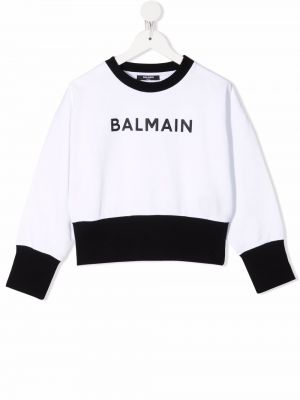 Kort tröja för tjejer Balmain Kids vit