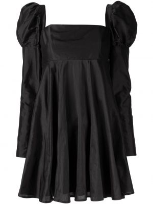 Hedvábné dlouhé šaty na zip s dlouhými rukávy Macgraw - černá