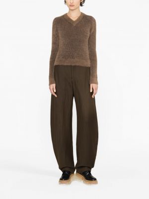 Pletený svetr s výstřihem do v Stella Mccartney hnědý