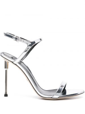 Sandale din piele Elisabetta Franchi argintiu