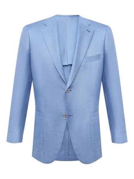Кашемировый шелковый пиджак Brioni голубой