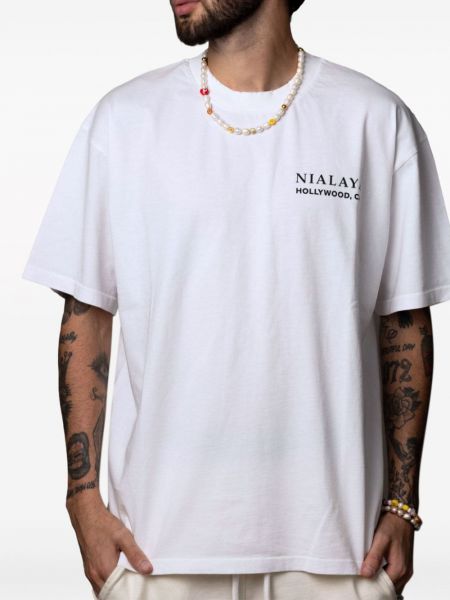 Raštuotas marškinėliai Nialaya Jewelry balta