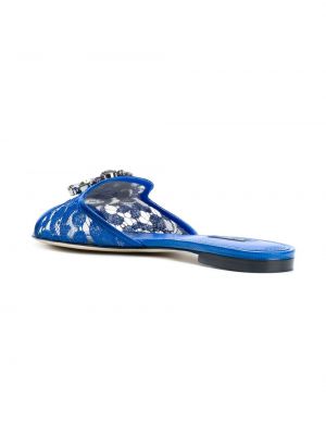 Křišťálové krajkové sandály Dolce & Gabbana modré