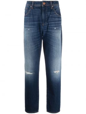 Skinny fit džinsai su nubrozdinimais slim fit Armani Exchange mėlyna
