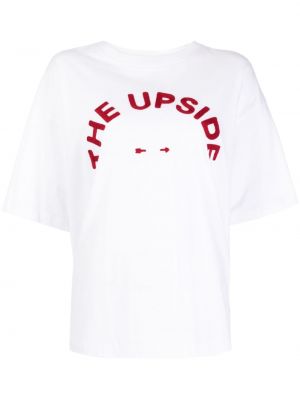 Medvilninis siuvinėtas marškinėliai The Upside balta