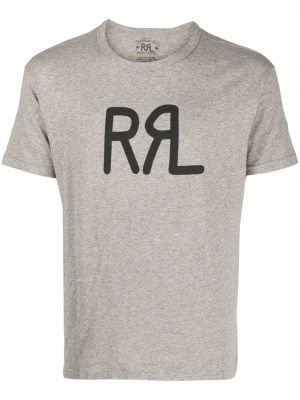 Bavlnené tričko s potlačou Ralph Lauren Rrl sivá