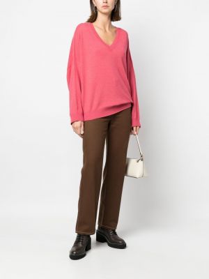 Pull en tricot à col v Semicouture rose