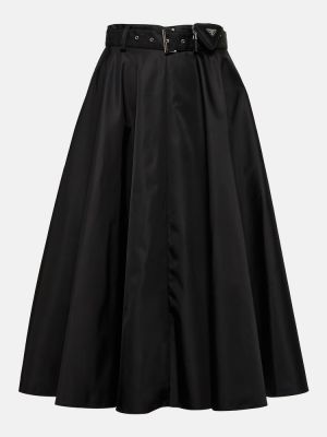 Nylónová midi sukňa Prada čierna
