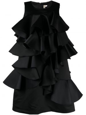 Памучна коктейлна рокля с волани Comme Des Garçons черно