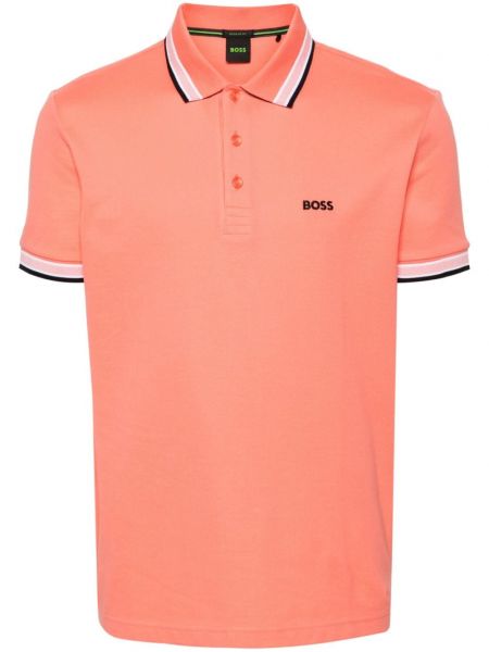 Polo krekls ar izšuvumiem Boss oranžs