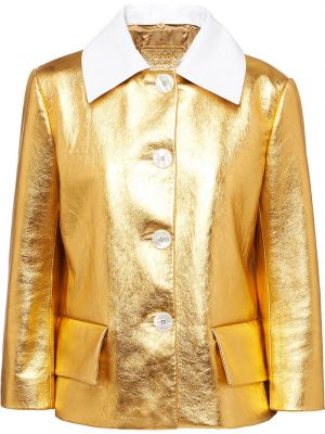 Usnjena jakna z gumbi Prada zlata