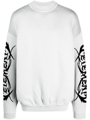 Vlnený sveter z merina s potlačou Vetements sivá