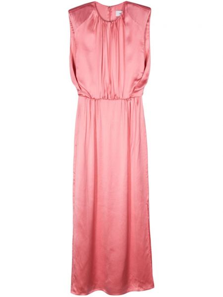 Plisirana satenska haljina Yves Salomon ružičasta