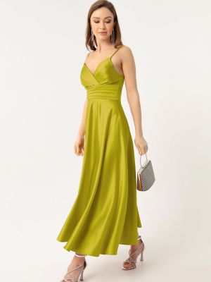 Σατέν βραδινό φόρεμα Lafaba πράσινο