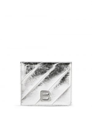 Portfel skórzany Balenciaga srebrny