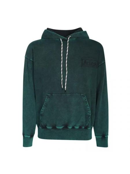 Футболка aries hoodie with worn effect and a logo print Aries зеленый