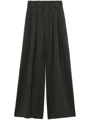 Πλισέ μάλλινο παντελόνι με μοτίβο ψαροκόκαλο Uma Wang μαύρο