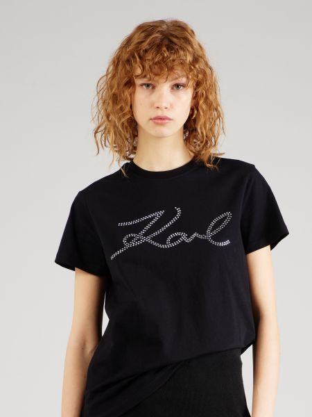 Прозрачна тениска Karl Lagerfeld черно