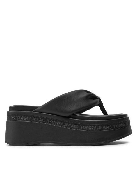 Sandale cu platformă cu pană Tommy Jeans negru